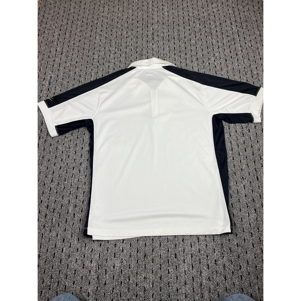 Reebok Play‎ Dry Large White Black Polo Zip-Up - Picture 6 of 11